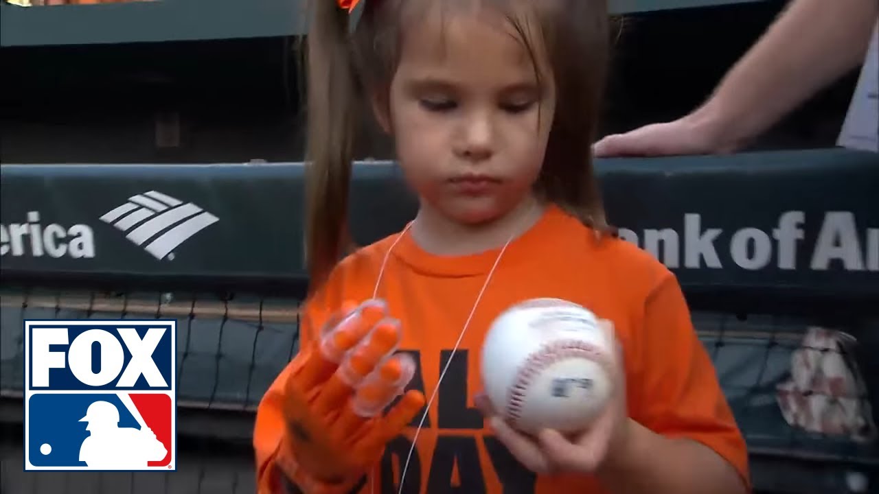 5-year-old Hailey Dawson throws first pitch for Baltimore Orioles with custom prosthetic hand - YouTube