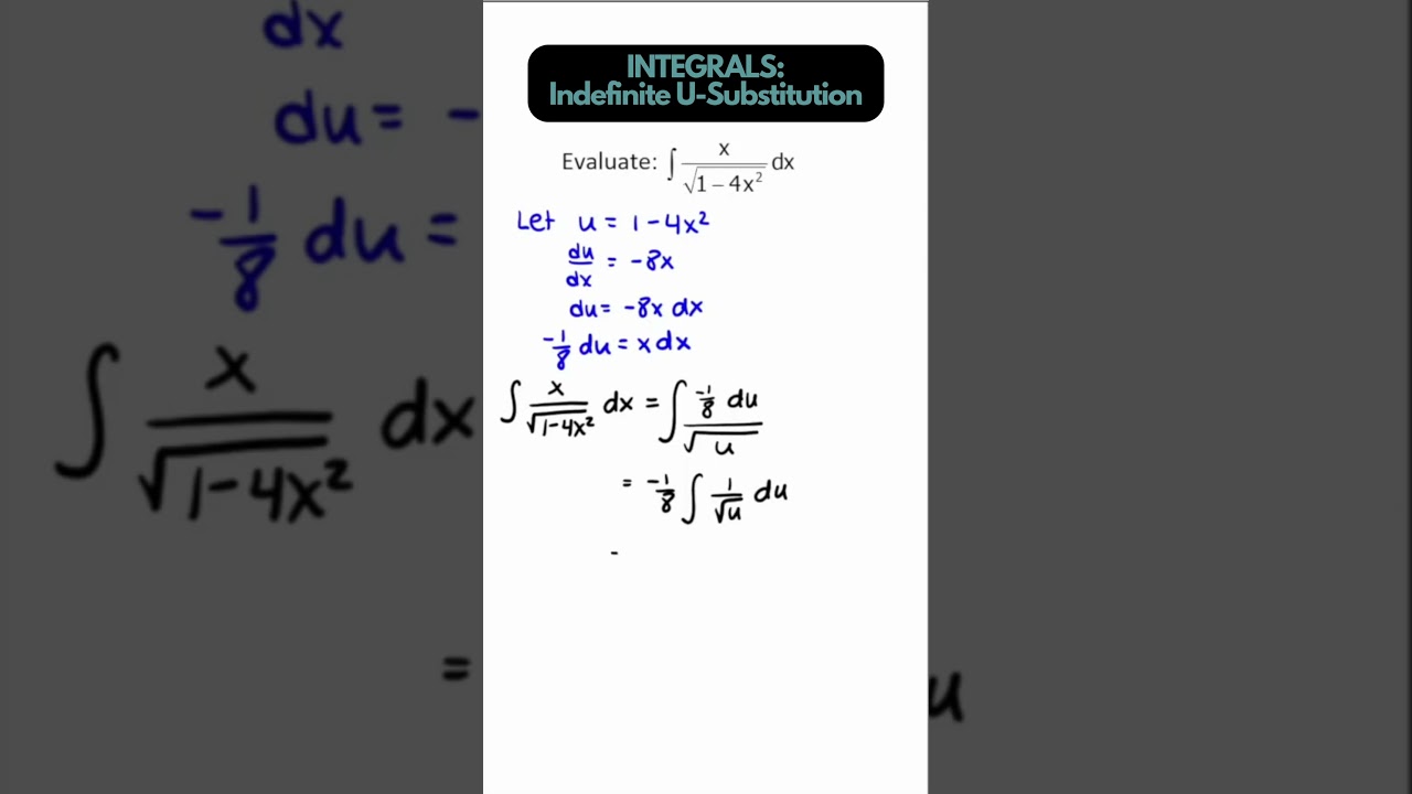 Integrals - Indefinite Integrals with U-Substitution example 1 (Calculus)