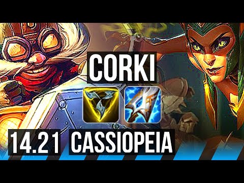 CORKI vs CASSIOPEIA (MID) | 8/1/2, Godlike | KR Master | 14.21
