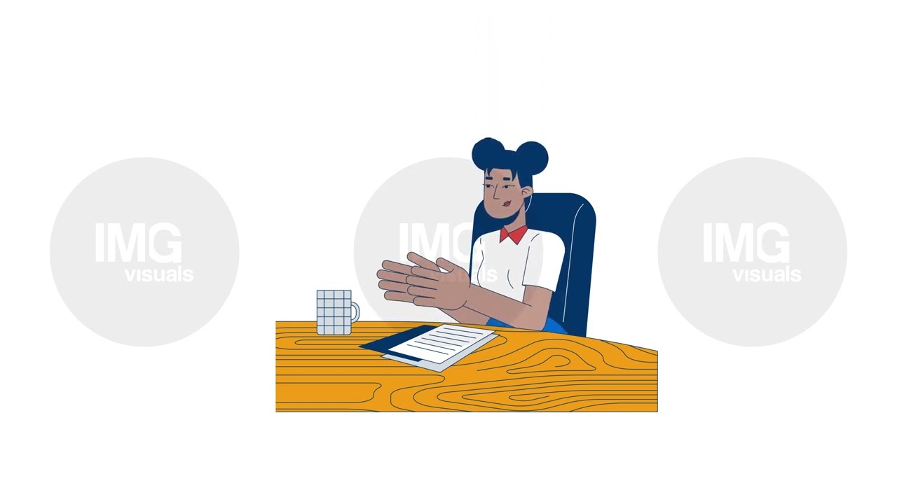 African american female office worker clapping hands 2D character animation