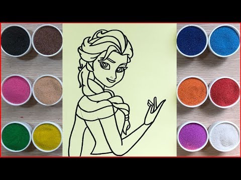 Đồ chơi trẻ em TÔ MÀU TRANH CÁT CÔNG CHÚA ELSA - Colored sand painting toys (Chim Xinh)