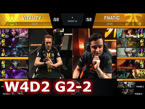 Fnatic vs Vitality | Game 2 S7 EU LCS Spring 2017 Week 4 Day 2 | FNC vs VIT G2 W4D2