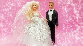 DIY Ken Doll and Barbie Doll Wedding Dress Clothes -How to Make Clothes Tutorial do it yourself easy