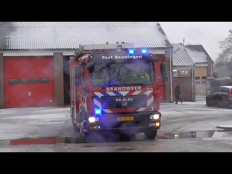 Opkomst & uitruk Brandweer Beuningen TS 08-4231 met spoed naar ongeval beknelling