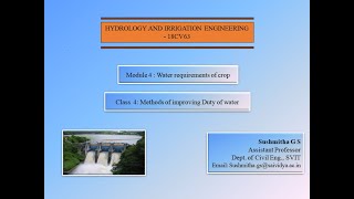 HIE: Module 4 - Methods of improving duty of water