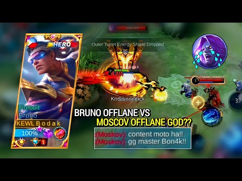 BRUNO OFFLANE vs MOSCOV OFFLANE GOD | BRUNO BEST BUILD AND EMBLEM MLBB - Master bodak