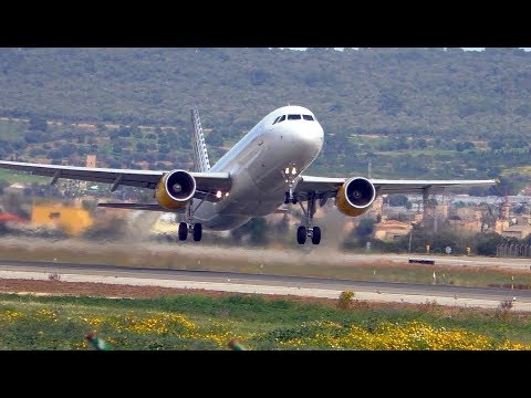 Amazing crosswind at Palma de Mallorca Airport - Starker Seitenwind am Flughafen Palma