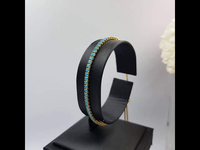 اسورة فضة مرصعة بالفيروز الصناعي ناعمة