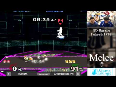 Melee at JJ's #19 - HugS (Samus) vs. JJ's|MikeHaze (Fox/Marth) - Winners Semis
