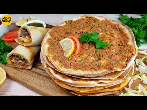 Turkish Pizza Recipe (Lahmacun) With & Without Oven by Aqsa's Cuisine