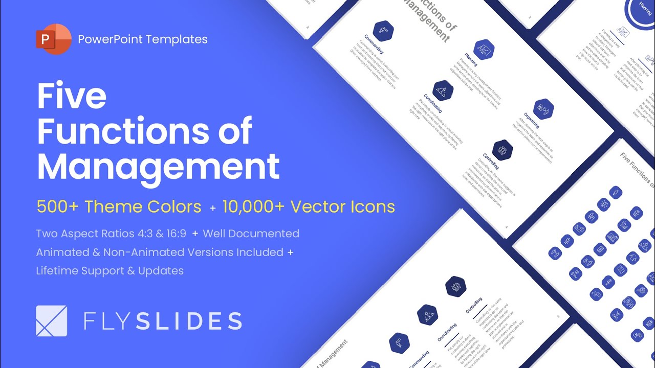 Best Five Functions of Management PowerPoint PPT Presentation Template