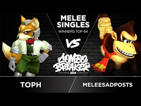 Toph (Fox) vs meleesadposts (Donkey Kong) - Melee Singles Winners Top 64 - COMBO BREAKER 2023