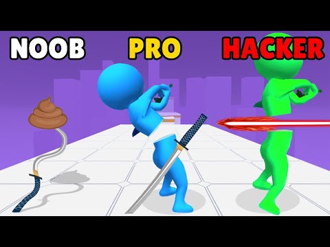NOOB vs PRO vs HACKER in Sword Play! Ninja Slice Runner - YouTube