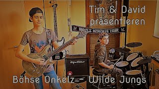 Böhse Onkelz - Wilde Jungs Cover von Tim (13) &amp; David (10) E-Gitarre + Schlagzeug / Drums incl. Solo
