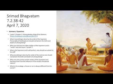 Srimad Bhagvatam 7.2.38-42 April 7, 2020 ISKCON Tampa
