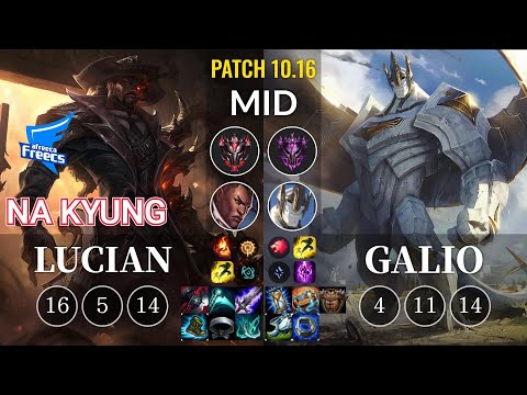 AF Na Kyung Lucian vs Galio Mid - KR Patch 10.16
