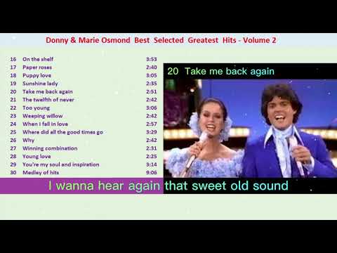 Donny and Marie Osmond Greatest Hits - Best Selected Volume 2 (High Quality Sound with Lyric)