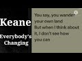 Keane - Everybody's Changing Karaoke (higher key)