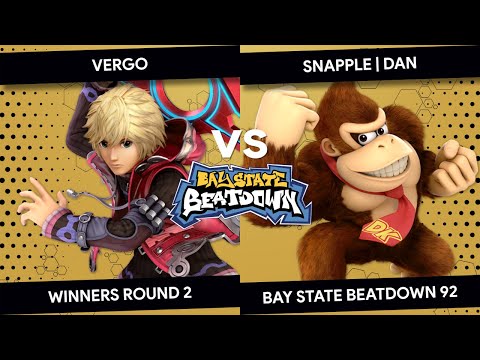 Bay State Beatdown 92 - Vergo (Shulk) vs SNAPPLE | Dan (Donkey Kong, Jigglypuff) - Winners Round 2