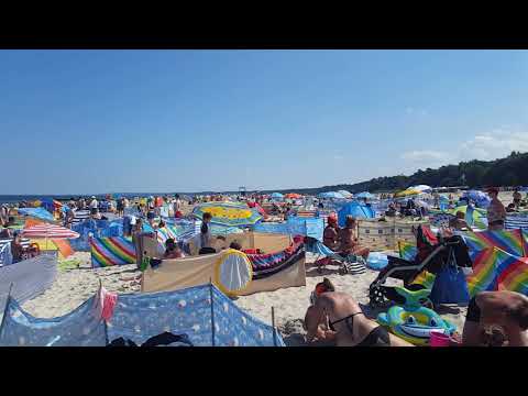 Ustka plaża 2018. Parawaning.