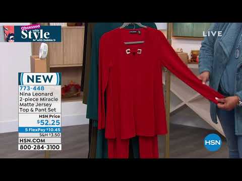 Nina Leonard 2piece Miracle Matte Jersey Top and Pant Set