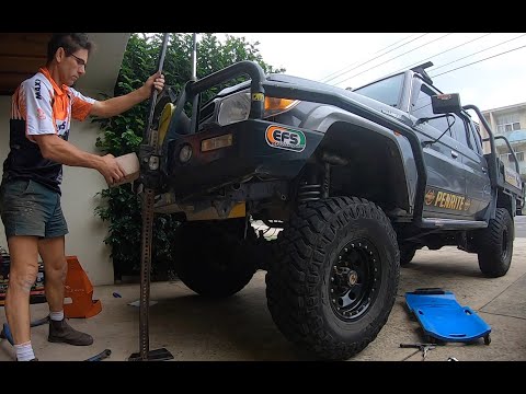 How to change coil spring 2 inch v 3 inch lift Toyota landcruiser vdj79 78 76series Efs front coils