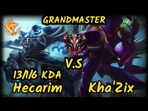 FLA Shrimp (HECARIM) vs KHA'ZIX - 13/1/6 KDA JUNGLE GAMEPLAY - BR Ranked GRANDMASTER v9.6