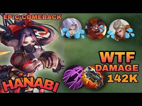 WTF HANABI 142K HERO DAMAGE!! - THE MOST UPSET EPIC COMEBACK GAMEPLAY! - BEST SPELL AND BUILD - MLBB