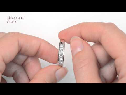 FT35 322 - 1ct Princess Cut Diamond Half Eternity Ring In 18K White Gold