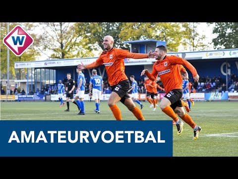 Katwijk-speler Joey jongman na zijn winnende treffer tegen GVVV - OMROEP WEST SPORT