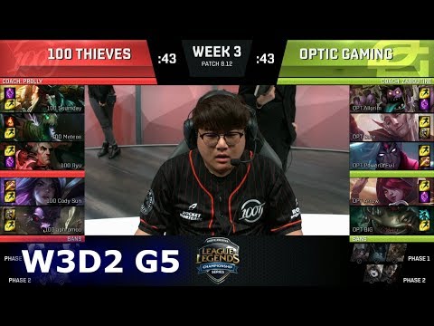 100 Thieves vs OpTic Gaming | Week 3 Day 2 S8 NA LCS Summer 2018 | 100 vs OPT W3D2