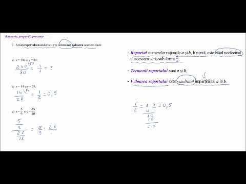 Rapoarte, proporții, procente- pb.7- Scrieți raportul numerelor x și y Determinați valoarea acestora
