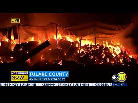 Crews battle haystack fire in Tulare County