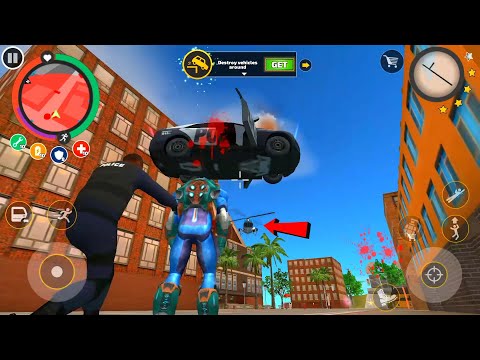 Rope Hero: Vice Town (Throw Police Car in Helicopter) Games Kon – HD Android Gameplay