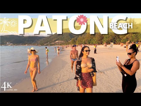 【 4K】Phuket 2023 Patong Beach - Sunset Walking Tour Thailand 🇹🇭