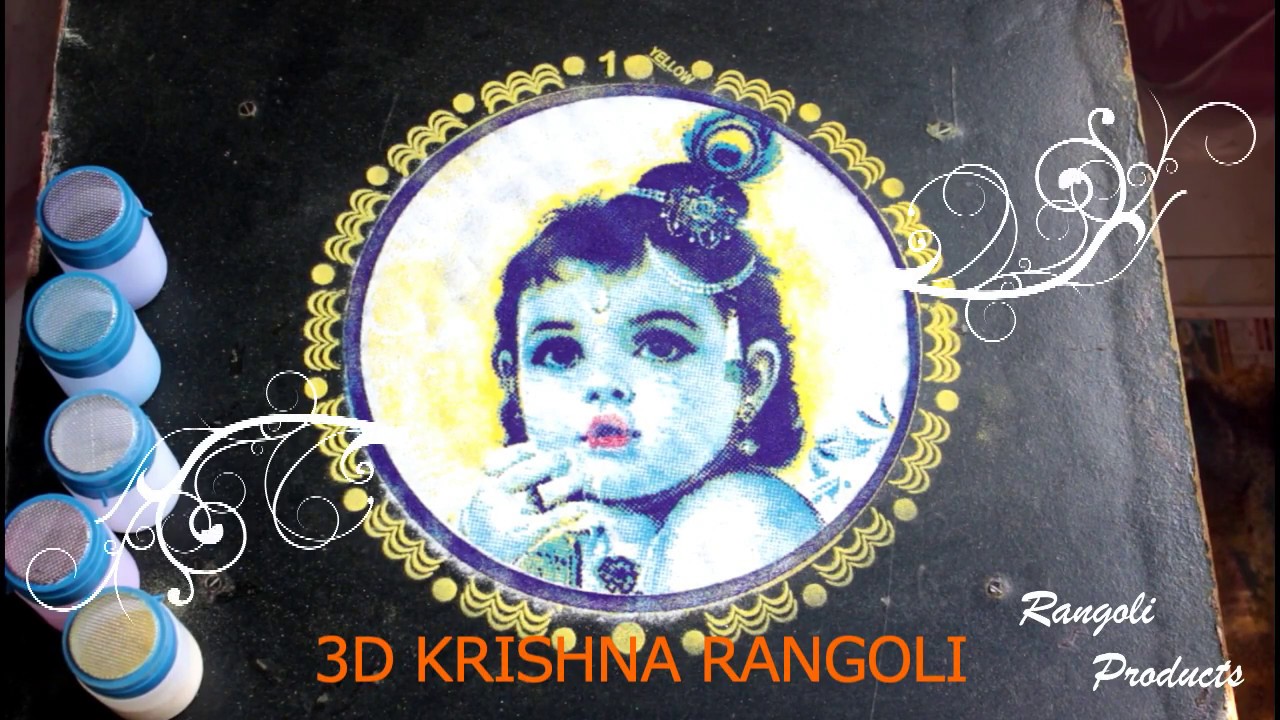 How to use stencil of Krishna 3D Rangoli