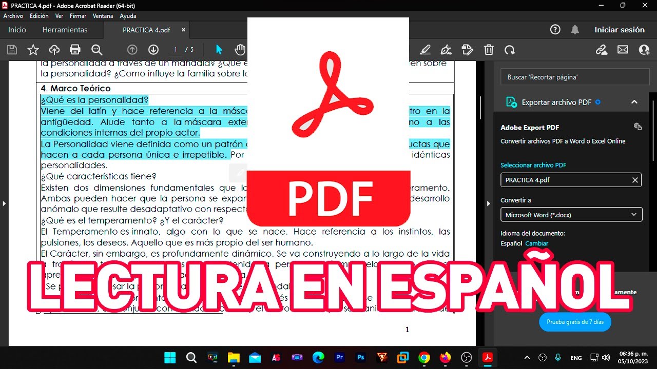 Hacer que tu PDF lea por ti en español | Configuración de Pdf lectura en voz alta