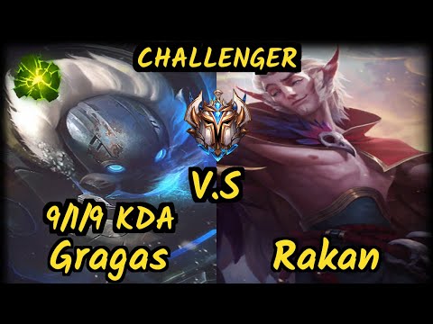TL Core JJ (GRAGAS) vs RAKAN - 9/1/9 KDA BOTTOM SUPPORT CHALLENGER GAMEPLAY - NA
