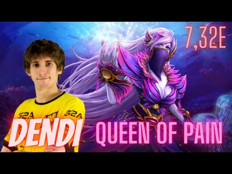 Dendi Queen of Pain mid pro game play 7.32e (2023)