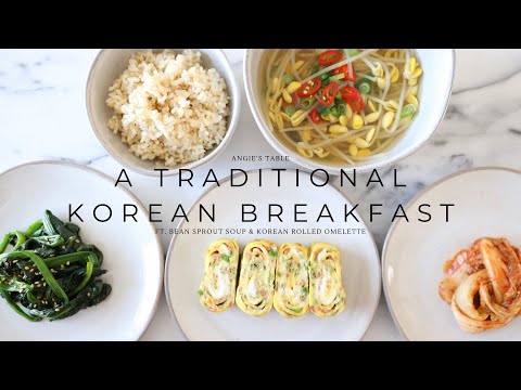 Korean Traditional Breakfast (Bean Sprout Soup & Korean Rolled Omelette Side Dish//콩나물국 & 계란말이)