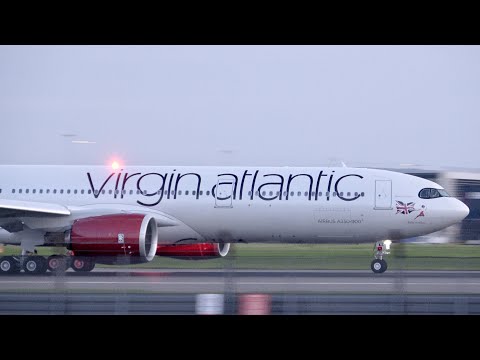 Virgin A330-900 neo.  First passenger departure. Heathrow. 27 October 2022.  VS11 to Boston. G-VJAZ.
