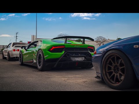 Supercars & JDM Legends leaving Car Show! - TT Lambo, 1000hp R34, T-Spec R35, GT3 911, Ferrari 488