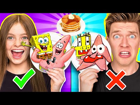 PANCAKE ART CHALLENGE ft. JORDAN MATTER!! | Learn How To Make SpongeBob Squarepants vs Roblox Minion