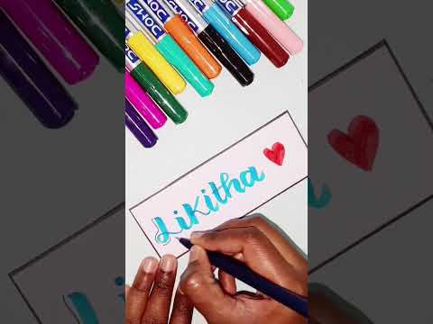 'Likitha' name calligraphy 💙💙💙 #shorts