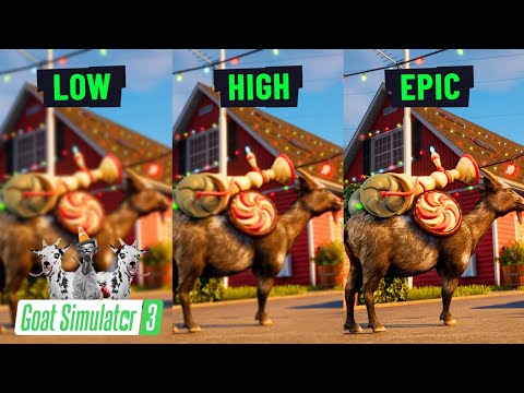 Goat Sim 3 Mobile Graphics Test: Low vs Medium vs High vs Epic