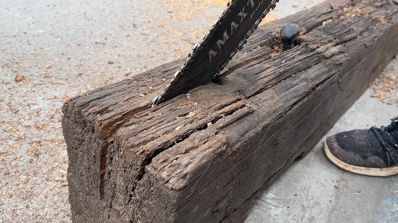 Watch video Recycling Of Railway Sleepers // Build A Table Out Of 123-Year-Old Railroad Sleepers Now Recycling Of Railway Sleepers // Build A Table Out Of 123-Year-Old Railroad Sleepers
