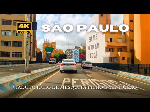 Dirigindo pelo Viaduto Júlio de Mesquita Filho e Minhocão, São Paulo 4K