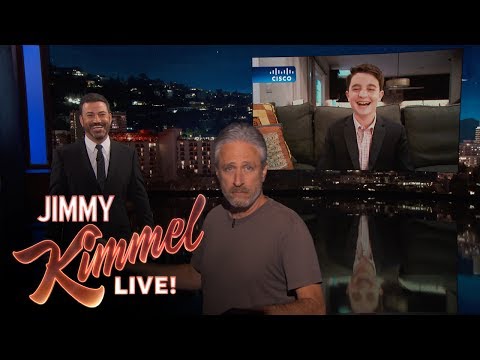 Jon Stewart Crashes Jimmy Kimmel's Interview with Bar Mitzvah Kid