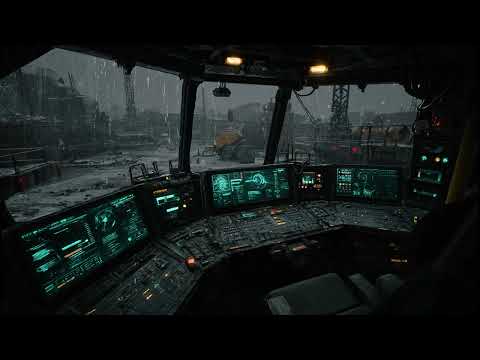Abandoned Sci-Fi Control Room | Rain & Thunderstorm Ambience in a Post-Apocalyptic Future