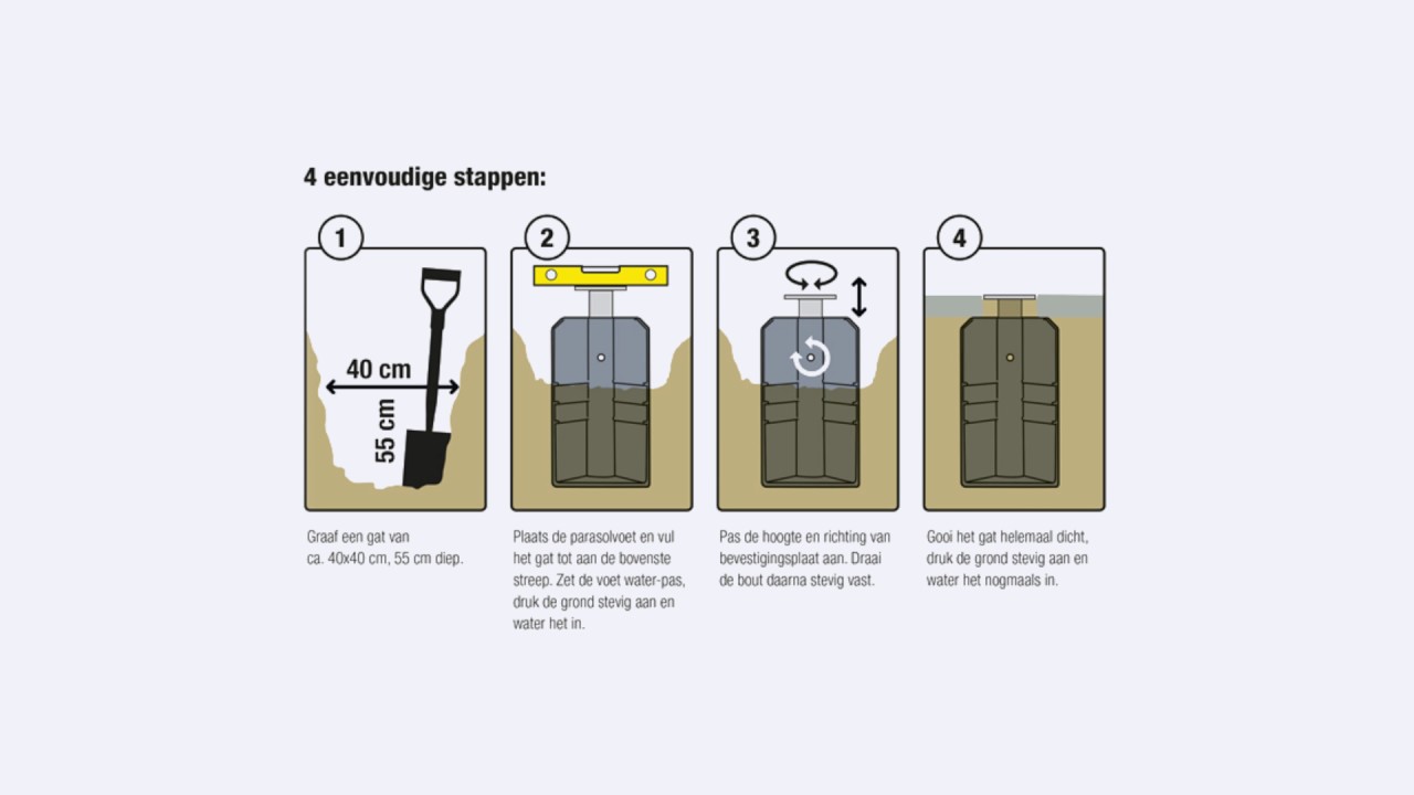 Hoe kan ik de Platinum Grondvoet in gebruik nemen | BuitenHof Tuinmeubelen